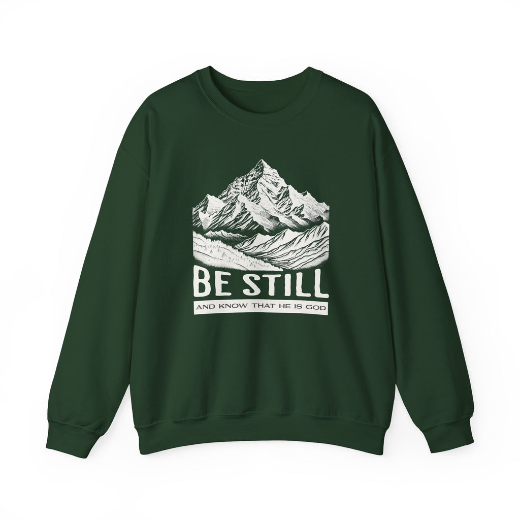 Christian Sweatshirt – “Be Still and Know That He Is God” | Faith-Based Unisex Crewneck