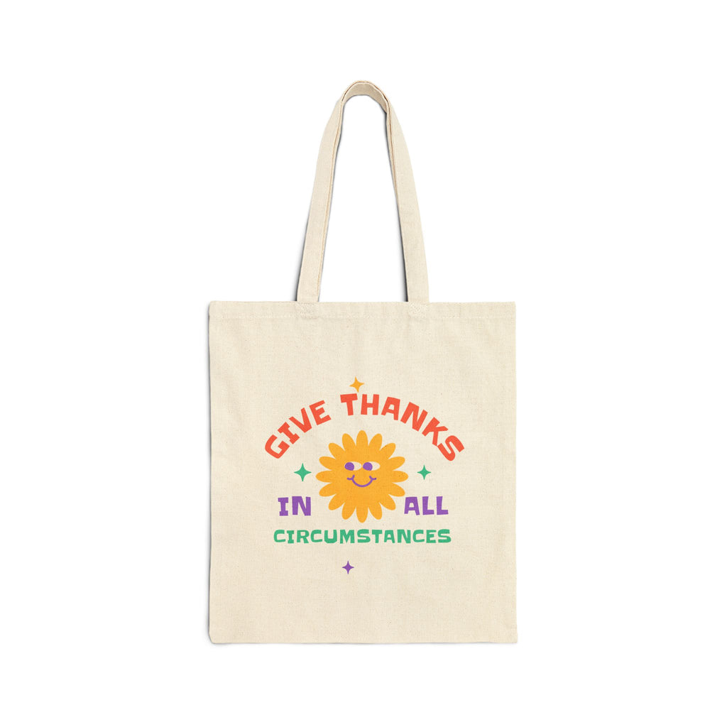 Christian Tote Bag – “Give Thanks in All Circumstances” | Faith-Based Gift for Women