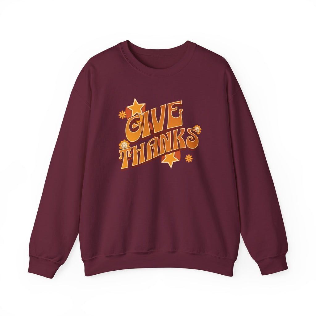 Christian Sweatshirt – “Give Thanks” | Faith-Based Gratitude Crewneck for Women